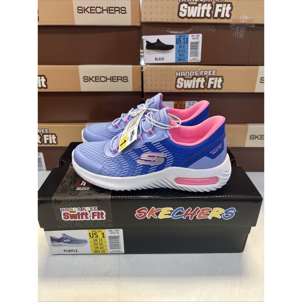 Skechers Hands Free Swift Fit Kids Size 1 Purple Sneakers 1970119 17342L/BLNV